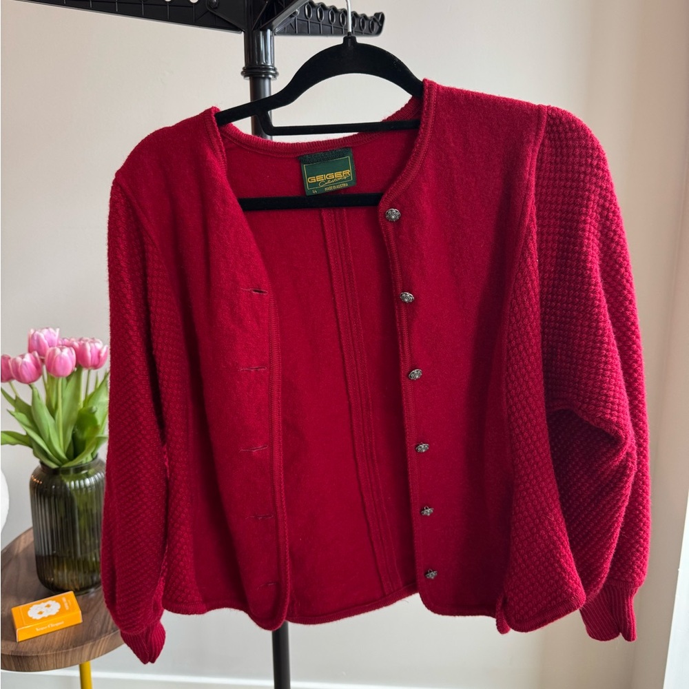 Cozy Red Knit Cardigan Sweater
